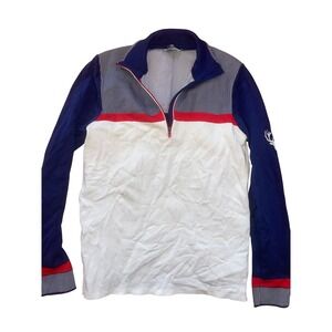 Newland 1/4 Zip Ski Sweater Womens XL Made in Italy blue White Red
